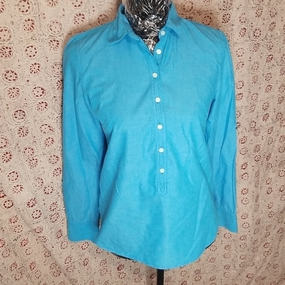 J Crew Aqua Blue Cotton Button Down Shirt XSmall